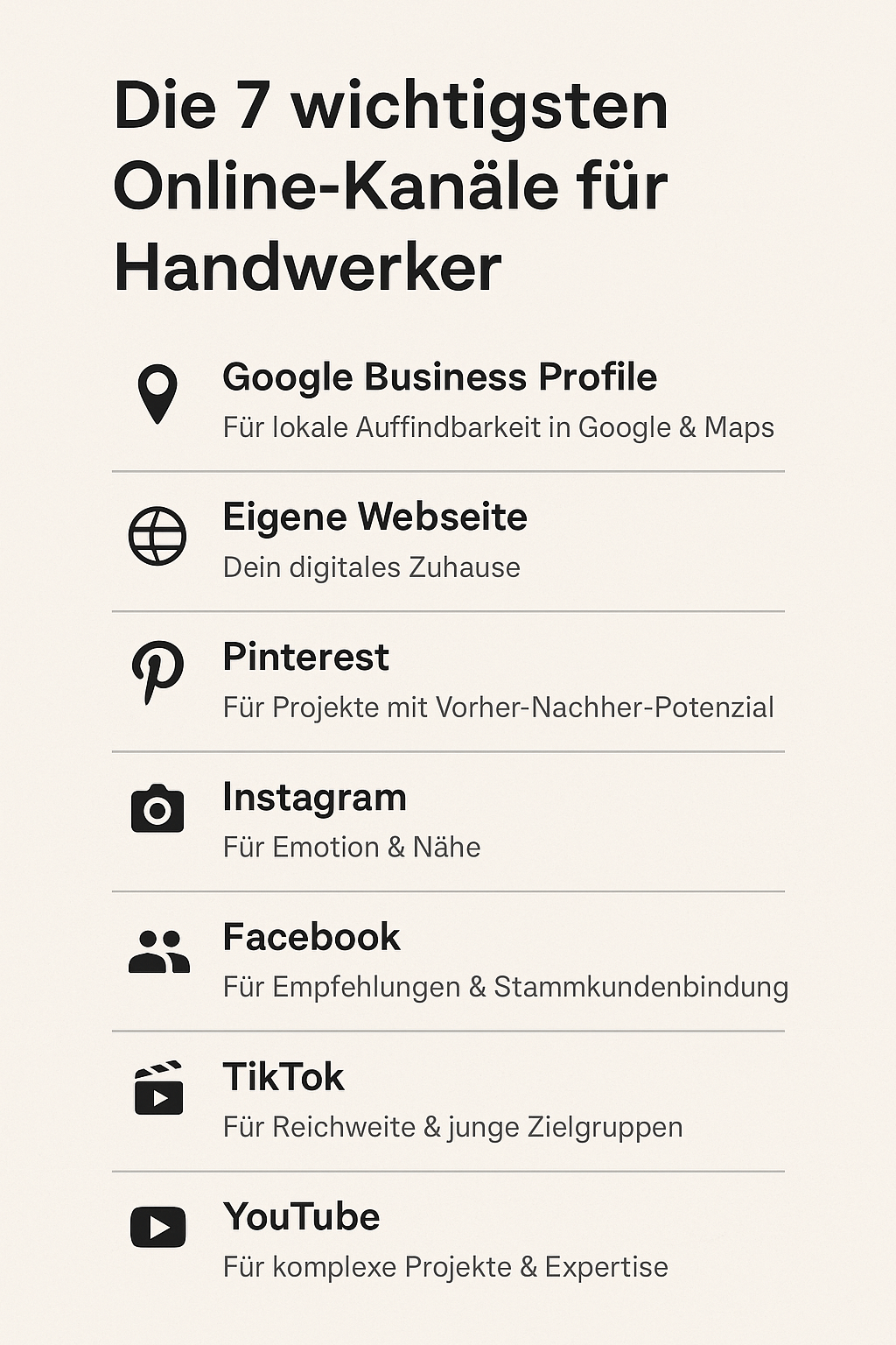 Social Media handwerk 7 verschiedene Marketing Methoden aufgelistet fuers Handwerk
