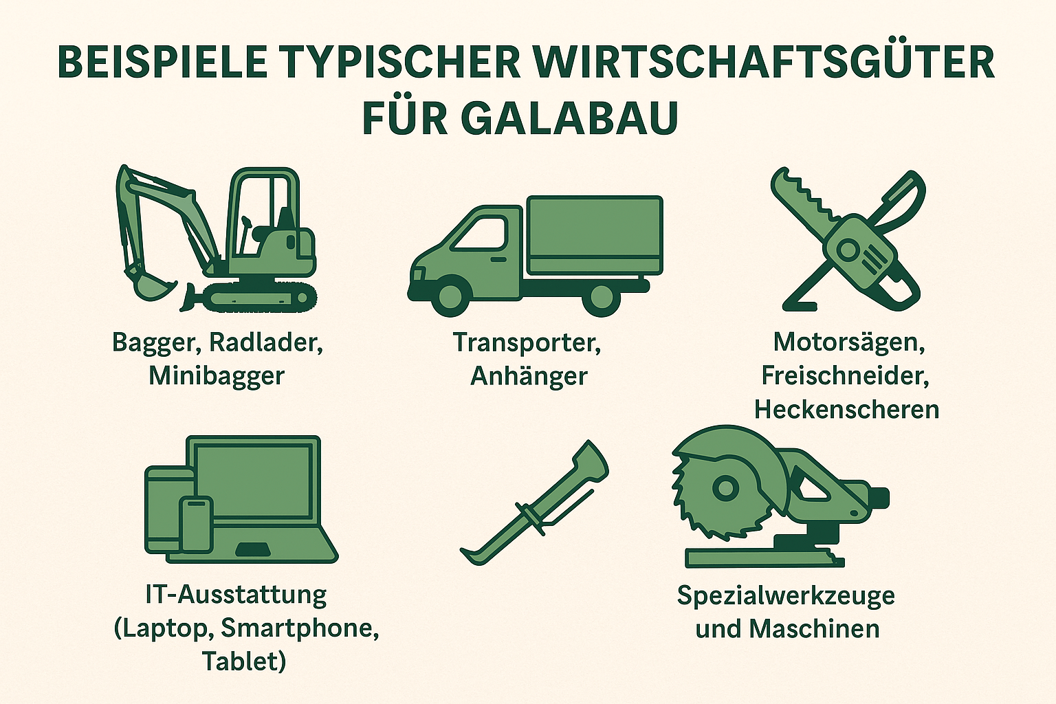 6 verschiedene Dinge die im Galabau abgeschrieben werden koennen
