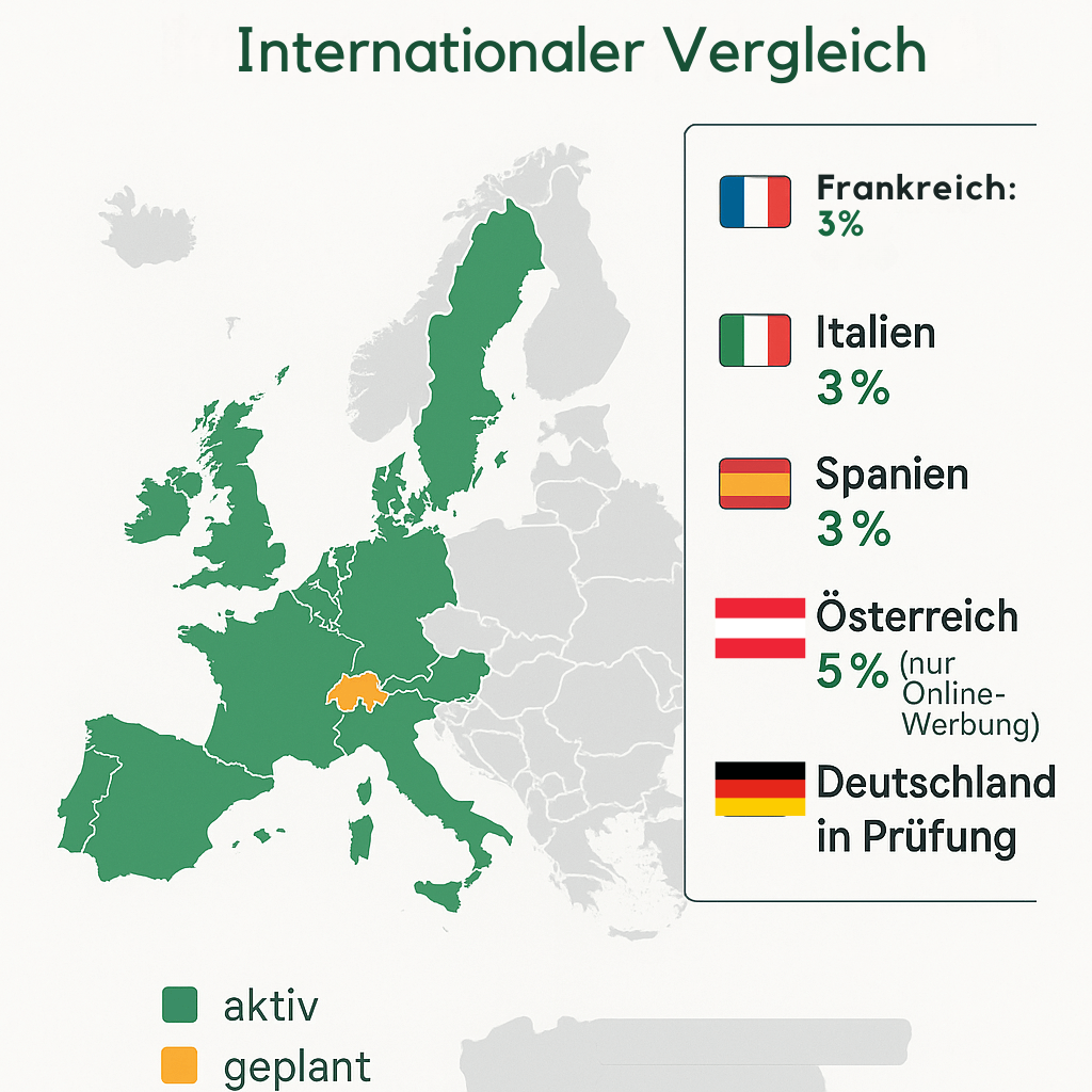 Vergleich 5 Europäische Länder Digitalsteuer Karte