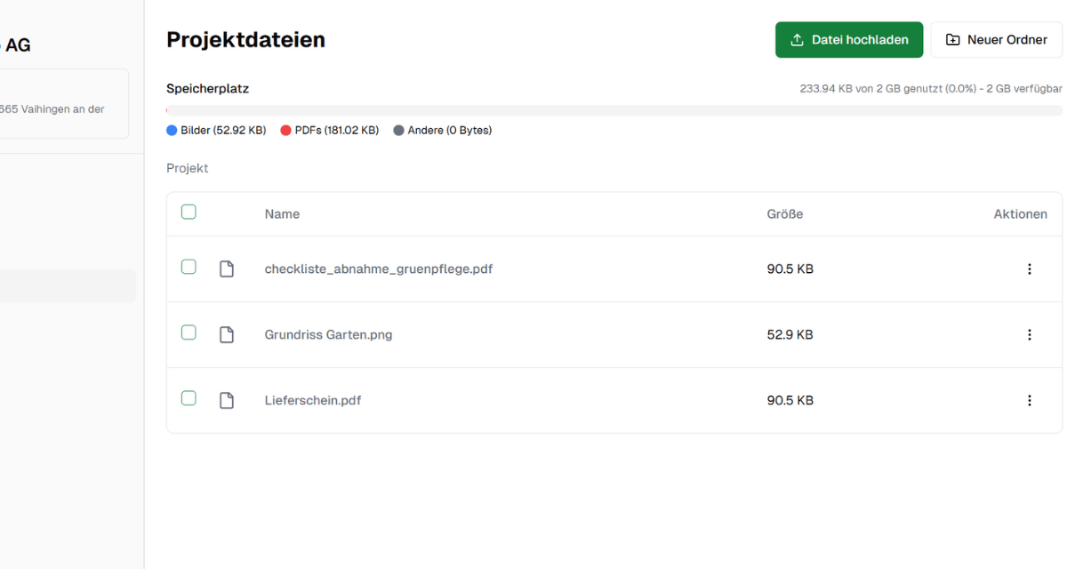 Dateien verwalten in Clean Invoice